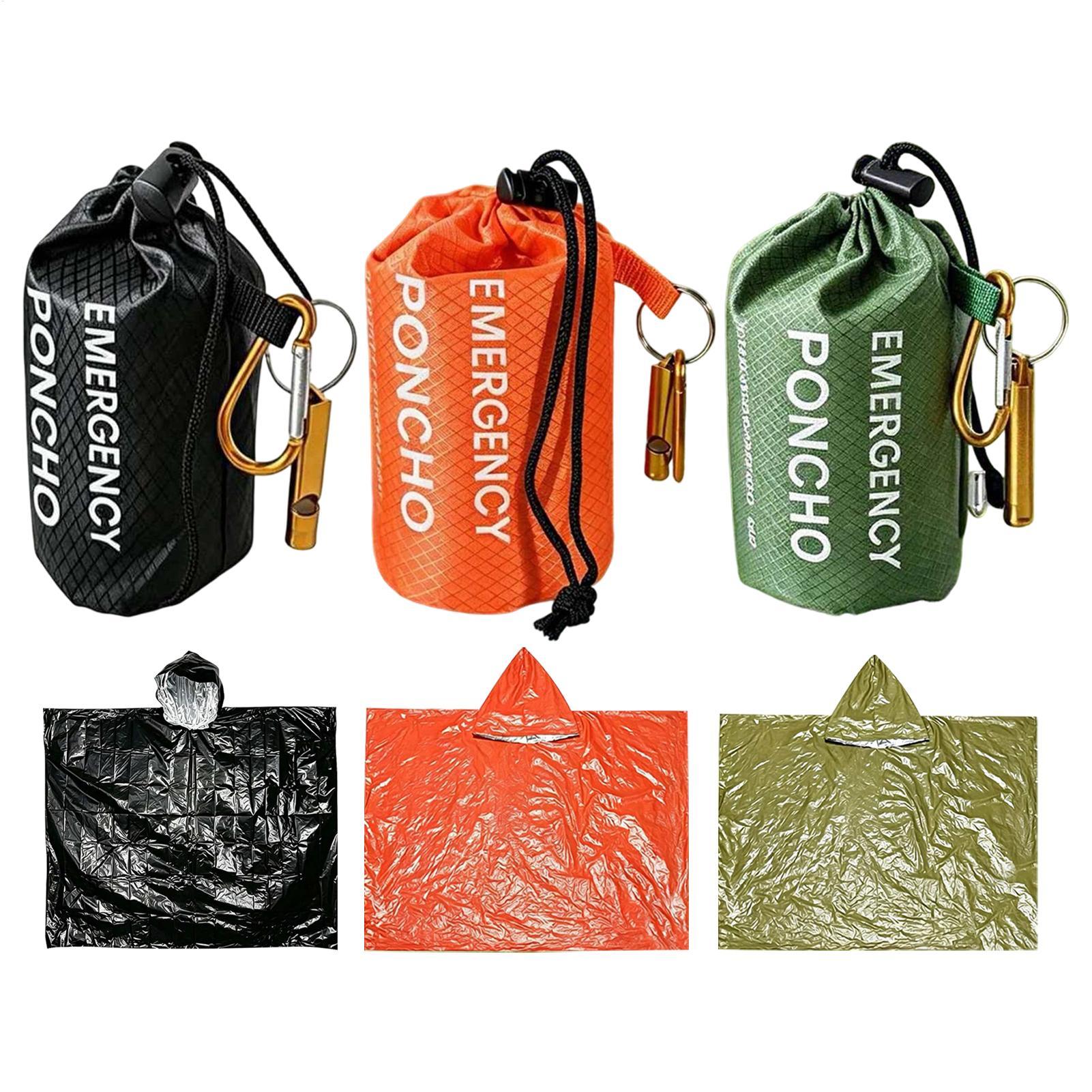 Emergency Poncho Rain - 3 peças: Poncho de chuva de